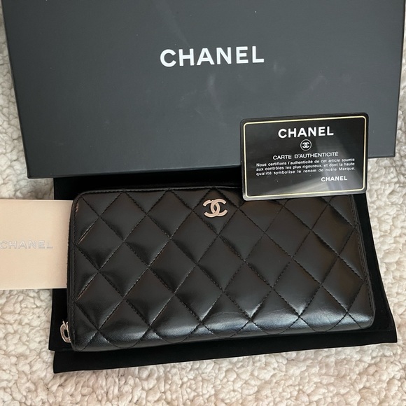 CHANEL Handbags - Authentic CHANEL Quilted Lambskin long wallet